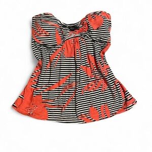 Roxy Striped Tube Top With Floral Design